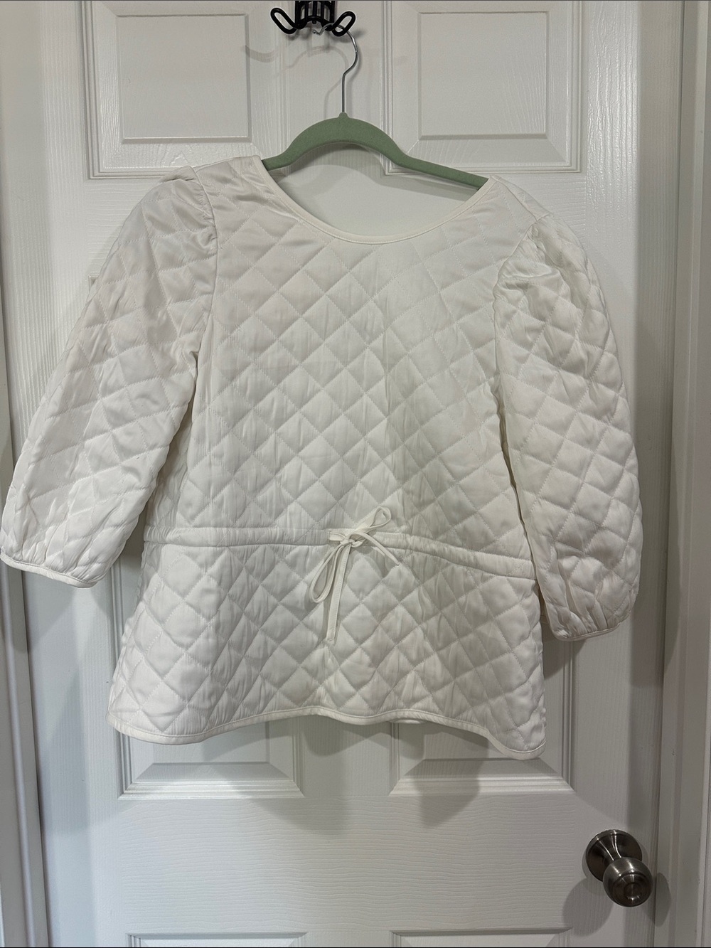 5 for $40. Kappa White Quilted Drawstring Peplum Sweatshirt